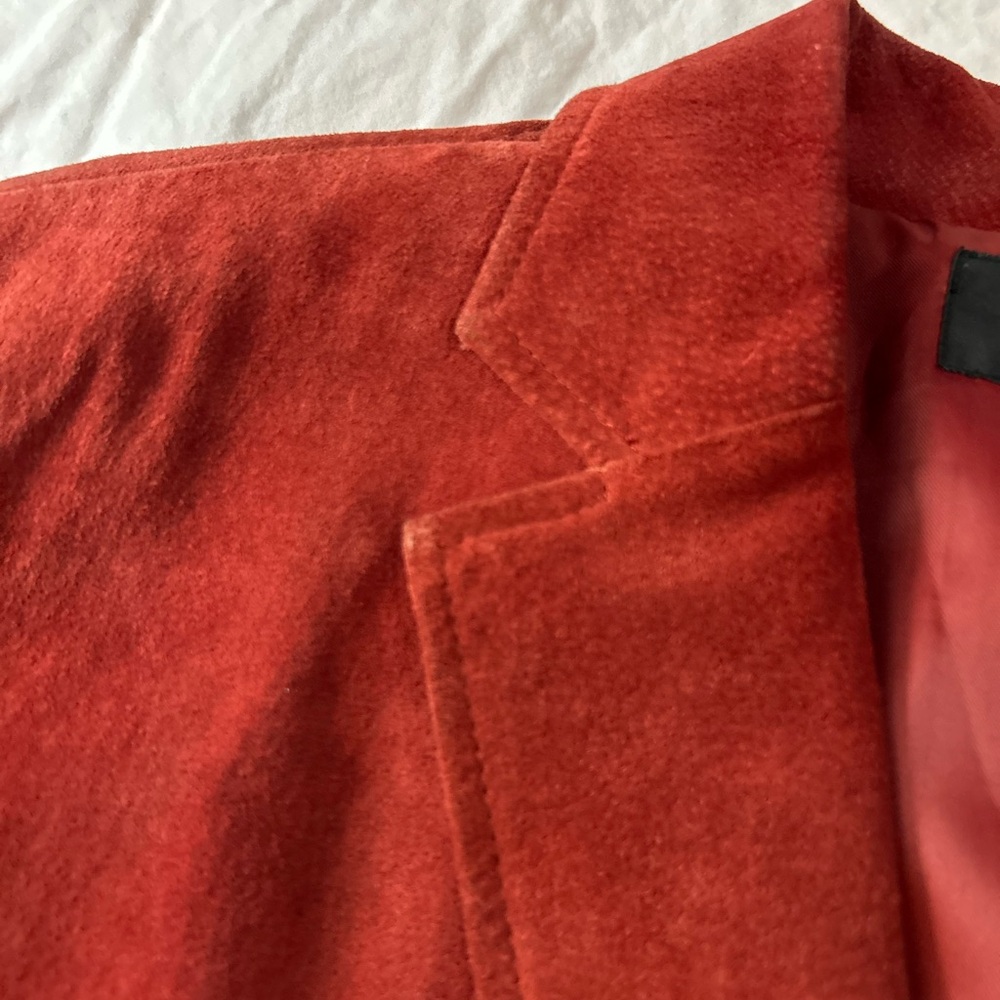 VINTAGE Alfani Suede Leather Blazer Jacket Brick L - Picture 6 of 14